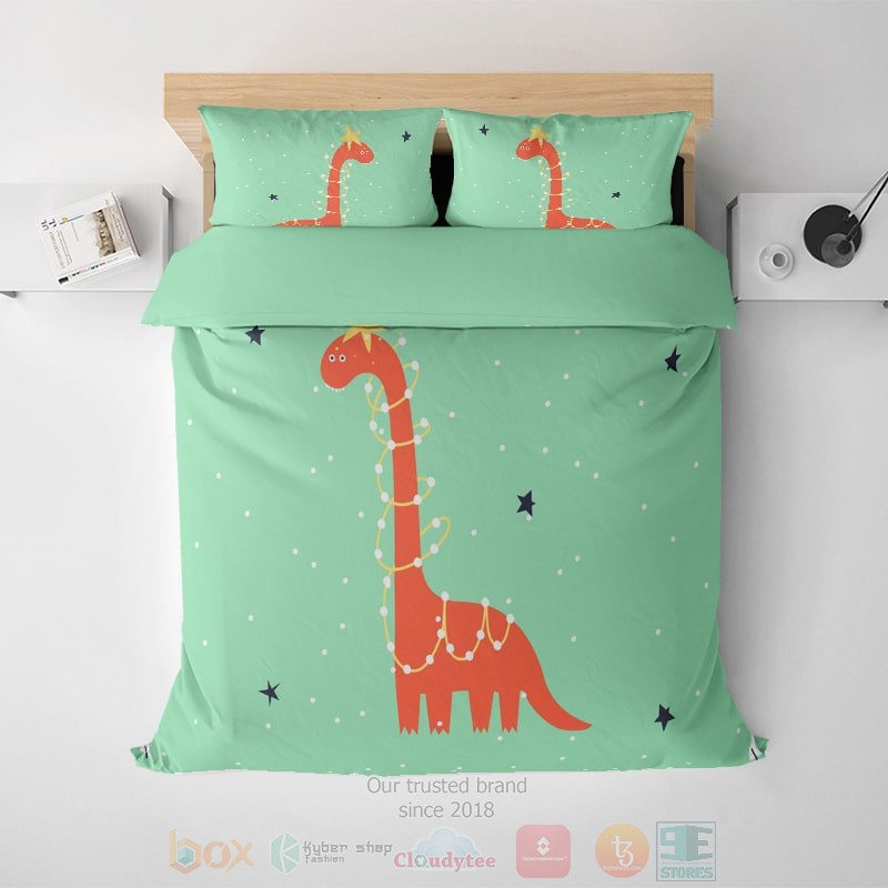 Christmas Super Dino Stars Lights Bedding Set Christmas Super Dino Stars Lights Bedding Set
