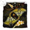 Chuuk Bedding Set Plumeria Polynesian Manta Ray Yellow A18