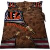 Cincinnati Bengals Nfl American Flag Leather Pattern Bedding Set
