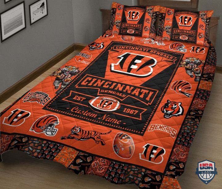 Cincinnati-Bengals-Nfl-Logo-History-Personalized-Bedding-Set-2