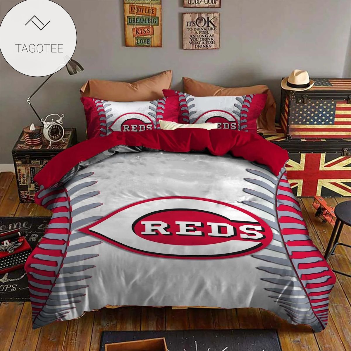 Cincinnati Reds Bedding Set Sleepy (Duvet Cover & Pillow Cases) Cincinnati Reds Bedding Set Sleepy (Duvet Cover & Pillow Cases)