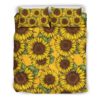 Classic Vintage Sunflower Pattern Print Duvet Cover and Pillowcase Set Bedding Set