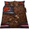 Cleveland Browns Nfl American Flag Leather Pattern Bedding Set