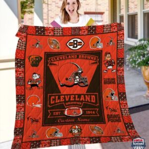 Cleveland Browns Nfl Logo History Personalized Bedding Set