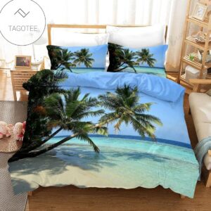 Coconut Trees Beach Scenery Bed Sheets Duvet Cover Bedding Set Great Gifts For Birthday Christmas Thanksgiving