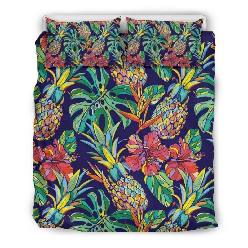 Colorful Aloha Pineapple Pattern Print Duvet Cover and Pillowcase Set Bedding Set Colorful Aloha Pineapple Pattern Print Duvet Cover and Pillowcase Set Bedding Set