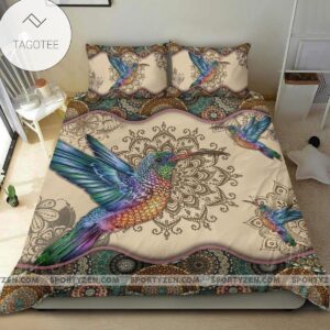 Colorful Hummingbird Mandala Duvet Cover Bedding Set