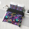 Colorful Paint Splatter Abstract Art Black Duvet Cover Bedding Set