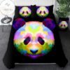 Colorful Panda Duvet Cover Panda Face Quilt Cover Bedding Set Kawaii Panda Rainbow Bedroom Cover