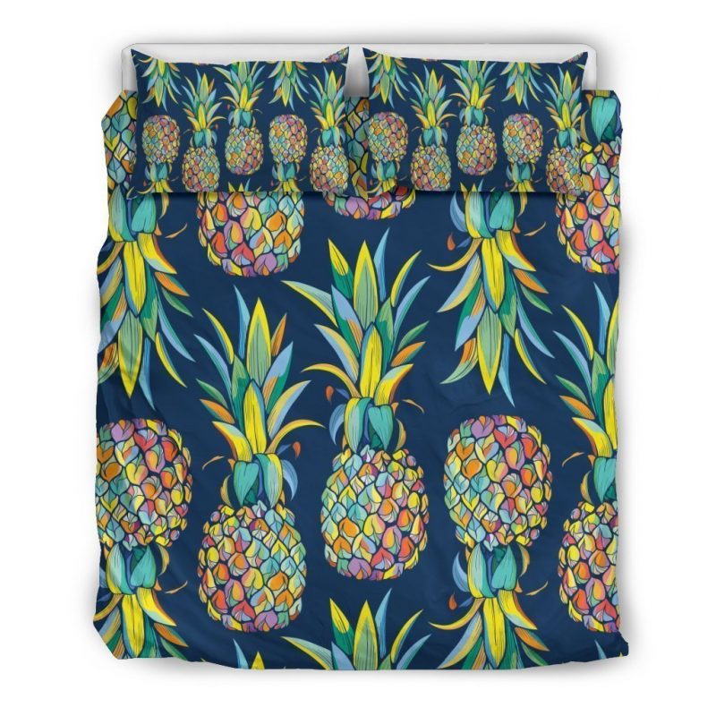 Colorful Pineapple Pattern Print Duvet Cover and Pillowcase Set Bedding Set Colorful Pineapple Pattern Print Duvet Cover and Pillowcase Set Bedding Set