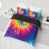 Colorful Tie Dye Spiral Print Hippie Bedding Set
