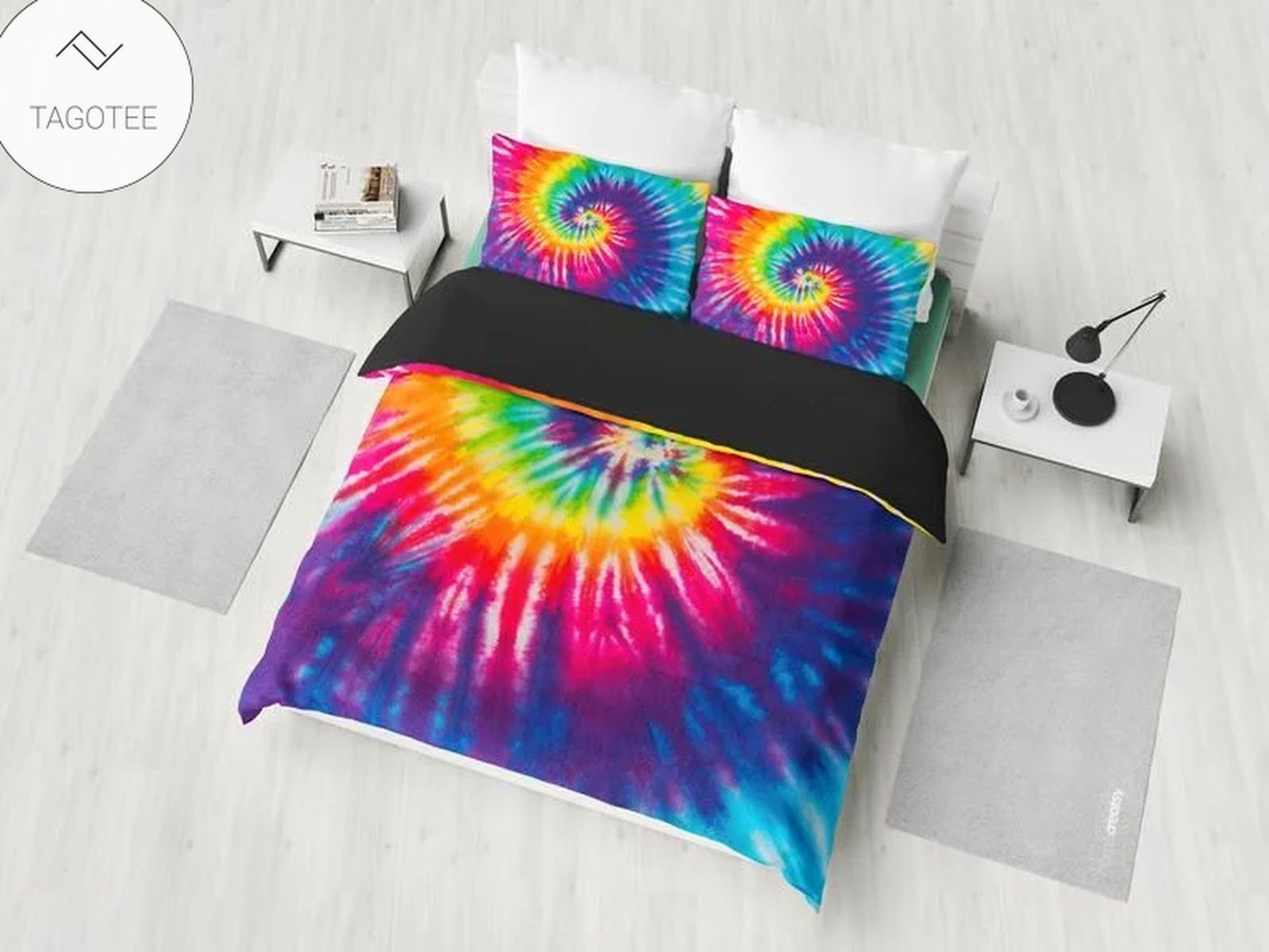 Colorful Tie Dye Spiral Print Hippie Bedding Set Colorful Tie Dye Spiral Print Hippie Bedding Set