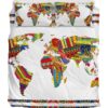 Colorful World Map Duver Duvet Cover and Pillowcase Set Bedding Set