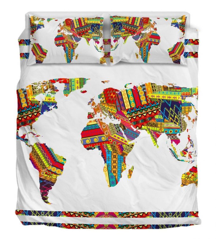 Colorful World Map Duver Duvet Cover and Pillowcase Set Bedding Set Colorful World Map Duver Duvet Cover and Pillowcase Set Bedding Set