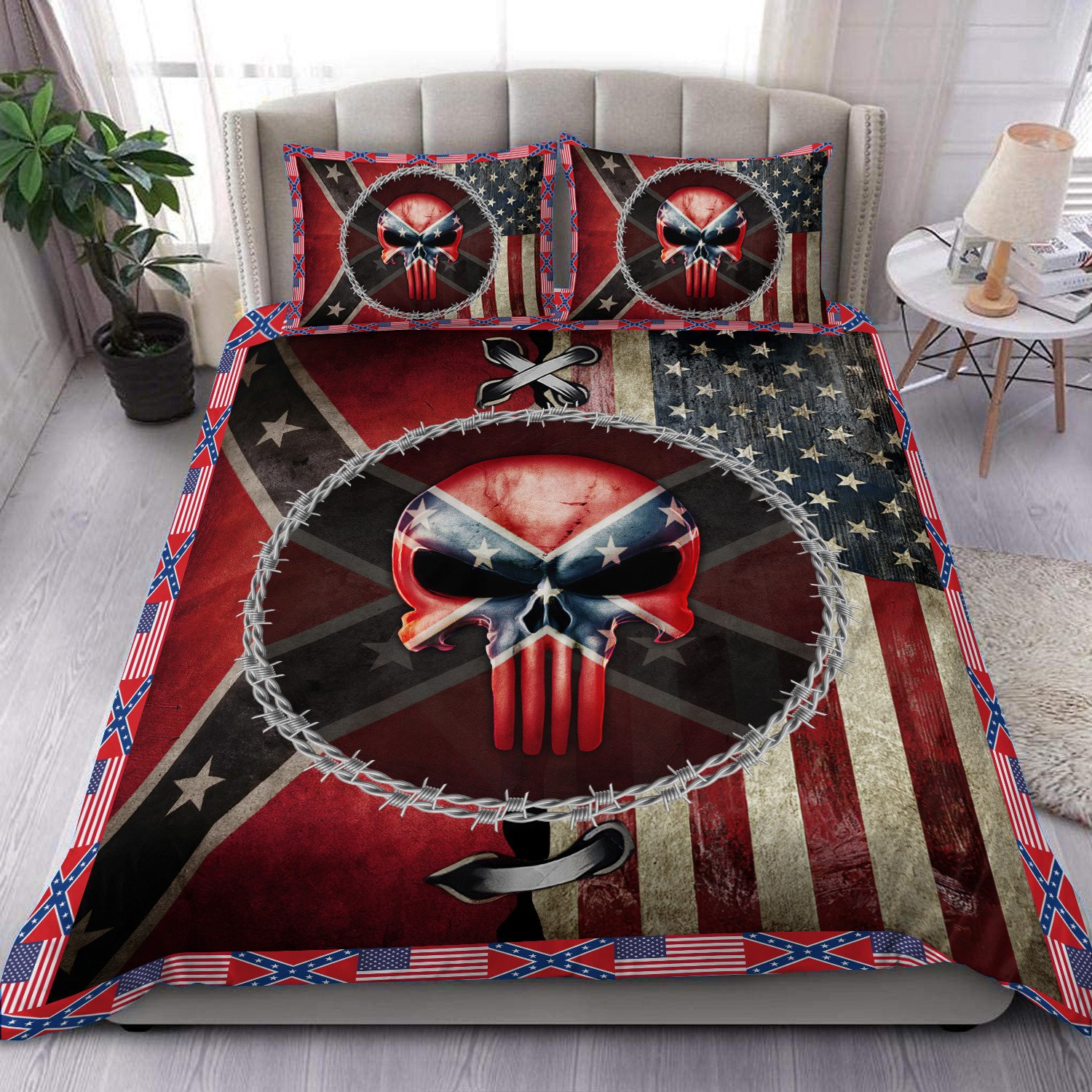Confederate Skull Quilt Bedding Set Confederate Skull Quilt Bedding Set