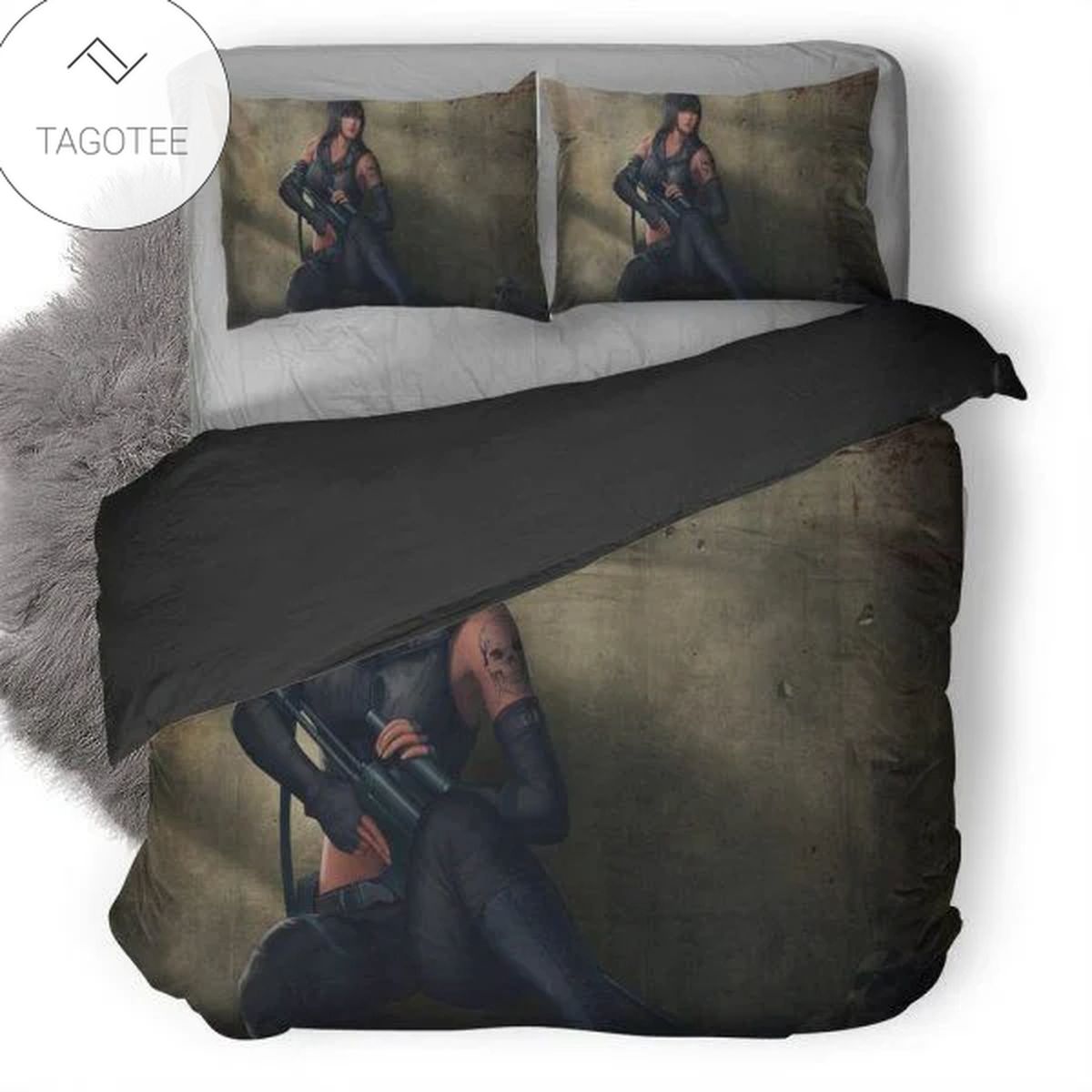 Cool Girl With Gun J2 Duvet Cover Bedding Set Cool Girl With Gun J2 Duvet Cover Bedding Set
