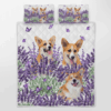 Corgi Lavender Quilt Bedding Set