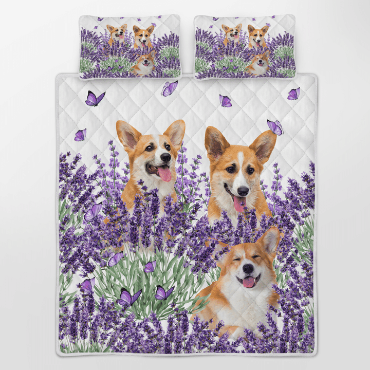 Corgi Lavender Quilt Bedding Set Corgi Lavender Quilt Bedding Set