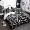 Couples Rose Sugar Skull King Queen Duvet Cover Bedding Set