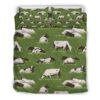 Cow On Green Grass Pattern Print Duvet Cover and Pillowcase Set Bedding Set