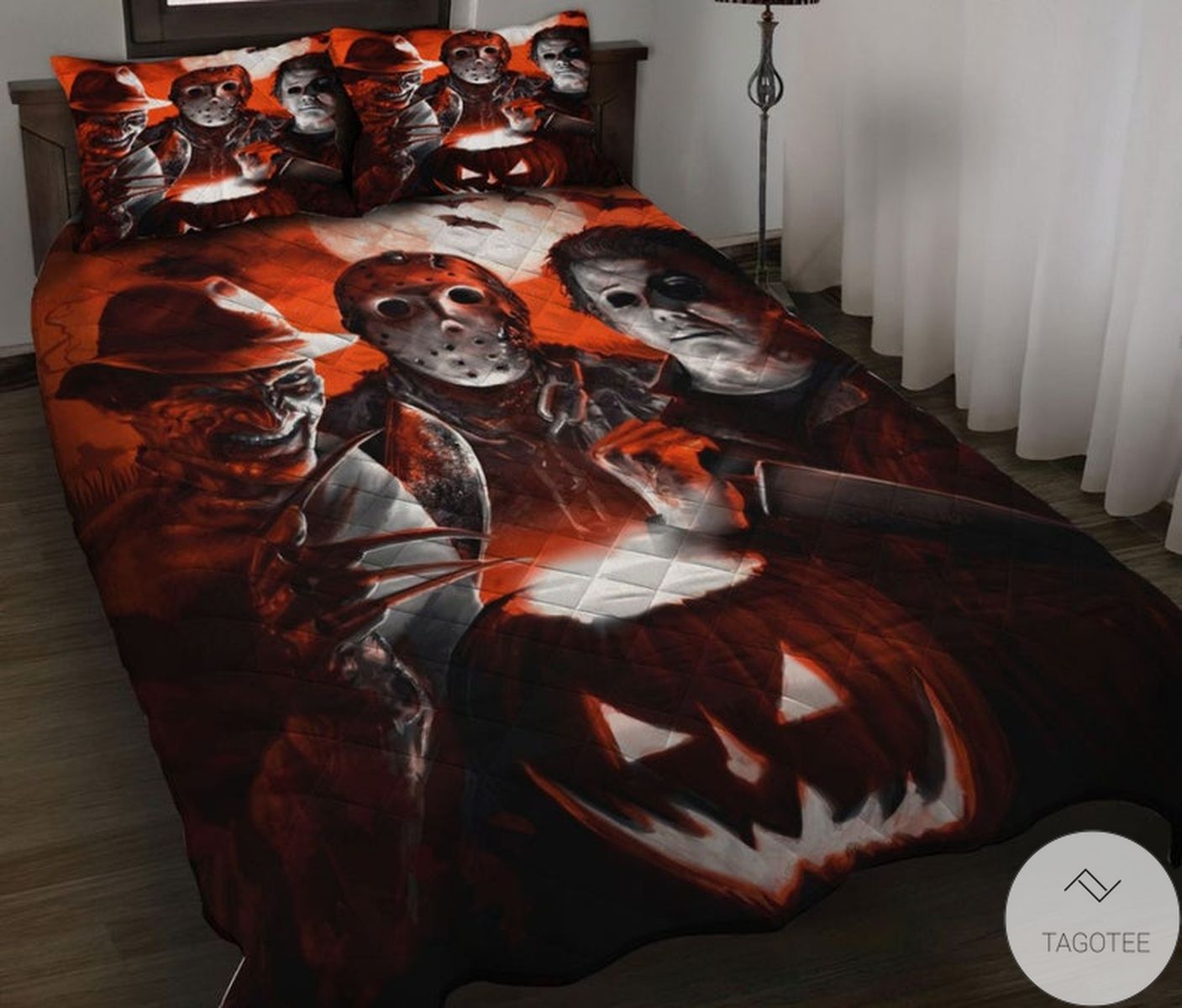 Creepy Friday The 13Th Pumpkin Quilt Bedding Set Creepy Friday The 13Th Pumpkin Quilt Bedding Set