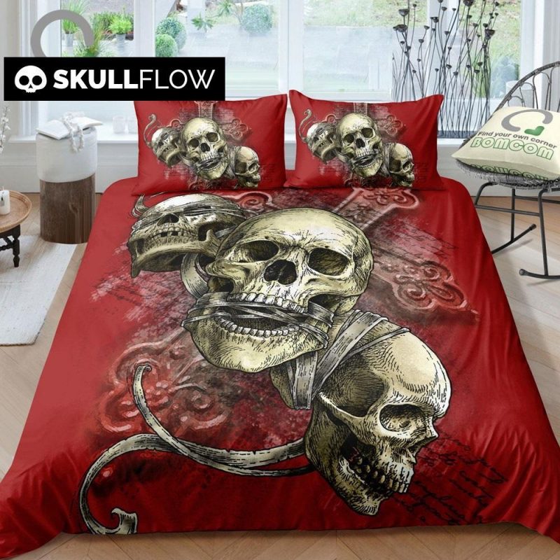Cross Skulls Blind Deaf Dumb Duvet Cover and Pillowcase Set Bedding Set Cross Skulls Blind Deaf Dumb Duvet Cover and Pillowcase Set Bedding Set