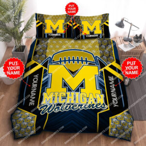 Custom Name Michigan Wolverines Football All Over Print Bedding Set