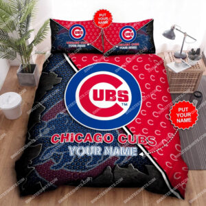 Custom Name Mlb Chicago Cubs All Over Print Bedding Set