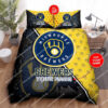 Custom Name Mlb Milwaukee Brewers All Over Print Bedding Set