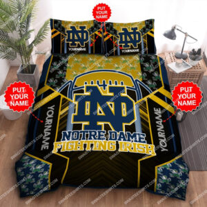 Custom Name Notre Dame Fighting Irish Football All Over Print Bedding Set