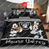 Custom Name Oakland Raiders House United Mickey Mouse And Minnie Mouse Bedding Set
