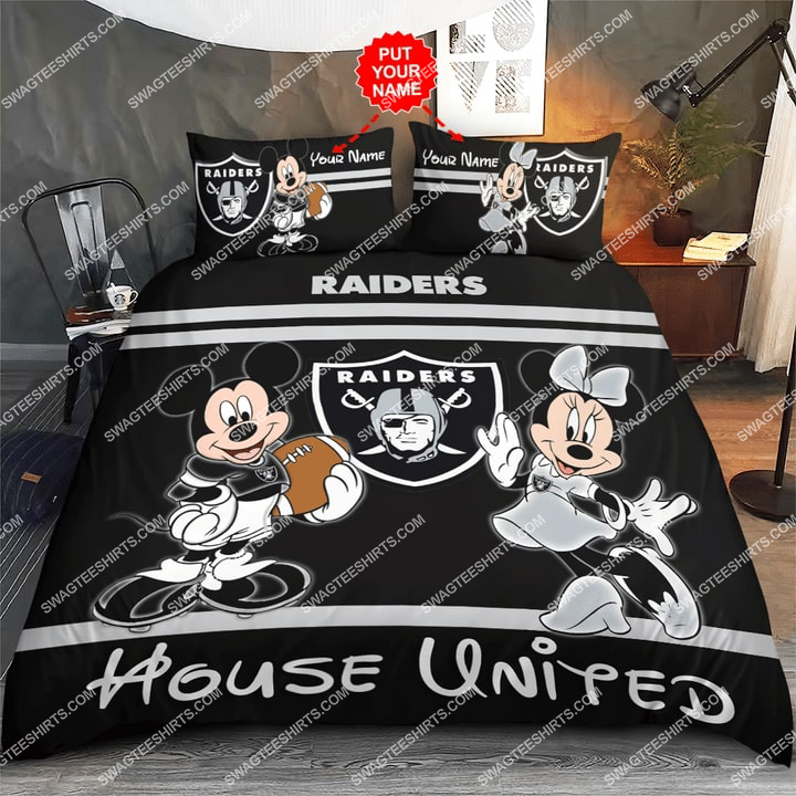 Custom Name Oakland Raiders House United Mickey Mouse And Minnie Mouse Bedding Set Custom Name Oakland Raiders House United Mickey Mouse And Minnie Mouse Bedding Set