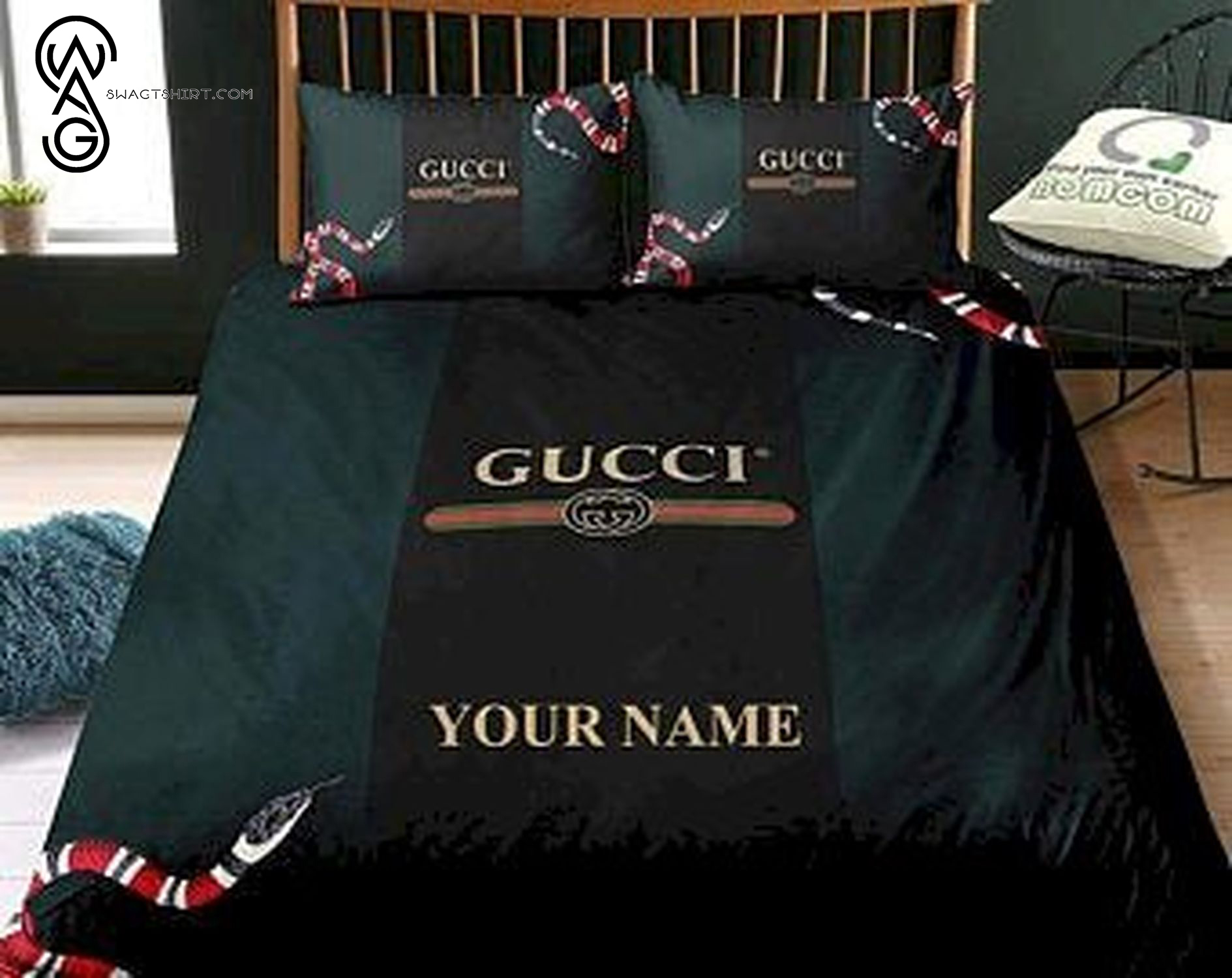 Custom Snake Gucci Green Symbol Full Print Bedding Set Custom Snake Gucci Green Symbol Full Print Bedding Set