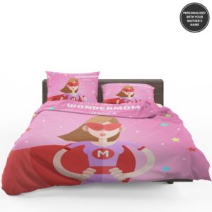 Custom Super Heroine Wonder Mom Personalized Bedding Set