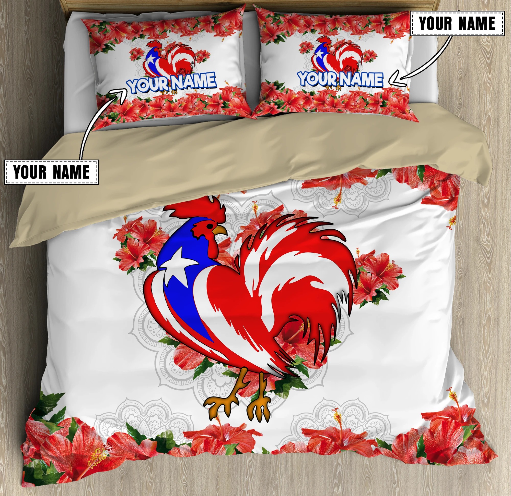 Customize-Name-Rooster-Puerto-Rico-Bedding-Set-2