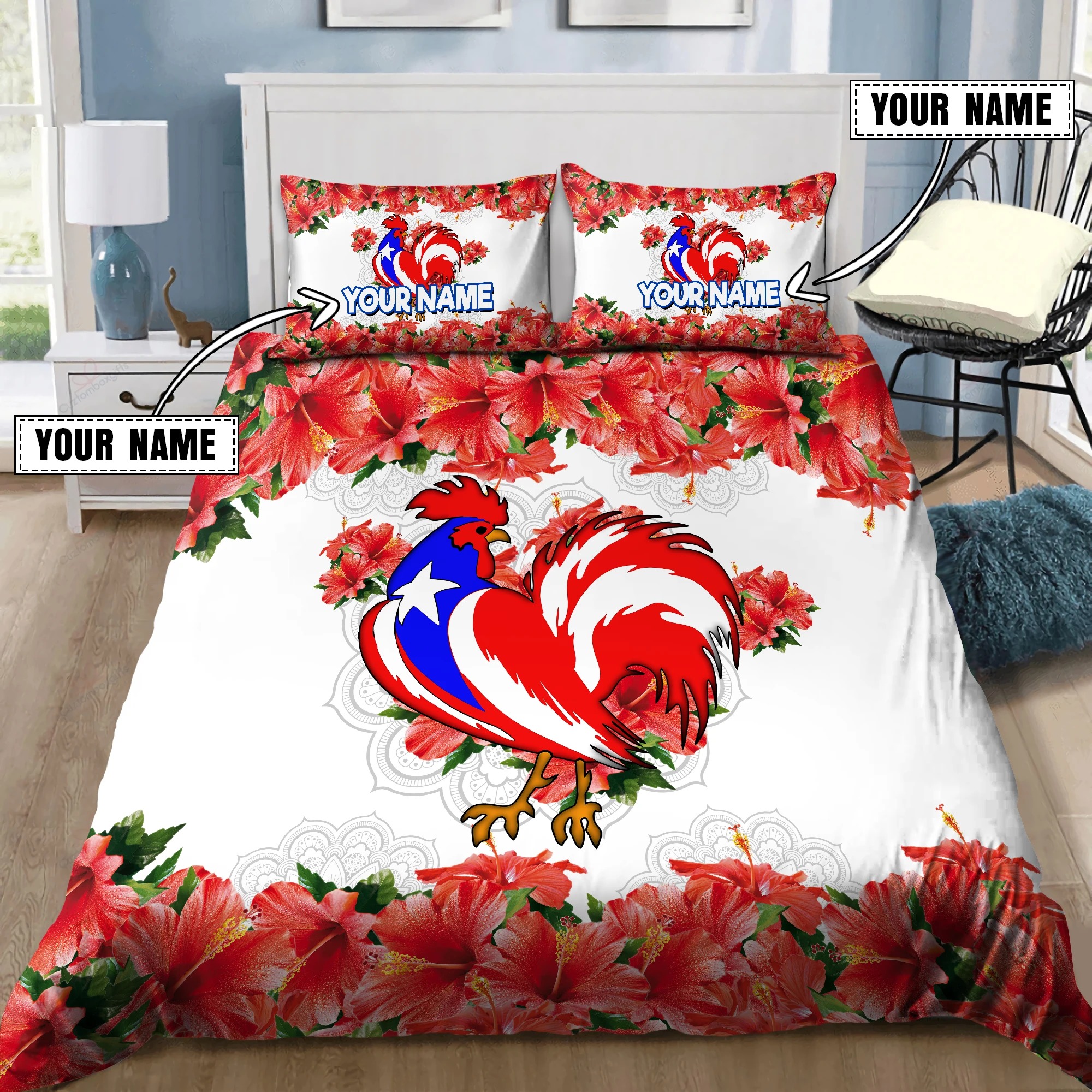 Customize Name Rooster Puerto Rico Bedding Set Customize Name Rooster Puerto Rico Bedding Set