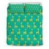 Cute Cartoon Giraffe Pattern Print Duvet Cover and Pillowcase Set Bedding Set