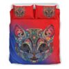 Cute Cat With Abstract Face Duvet Cover and Pillowcase Set Bedding Set