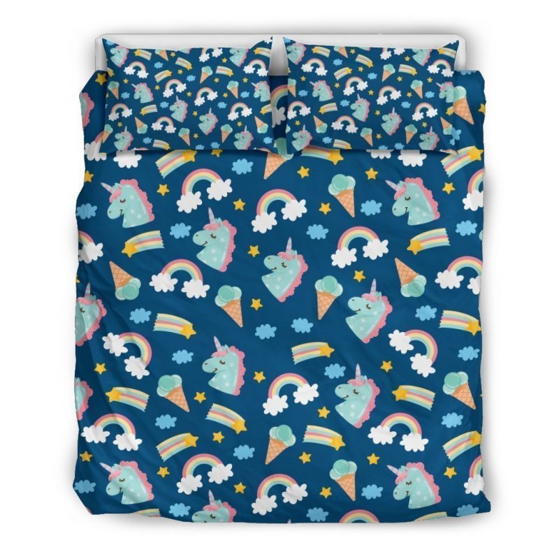 Cute Girly Unicorn Pattern Print Duvet Cover and Pillowcase Set Bedding Set Cute Girly Unicorn Pattern Print Duvet Cover and Pillowcase Set Bedding Set