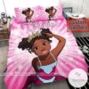 Cute Little Princess Black Girl African American Personalized Name Duvet Cover Bedding Set