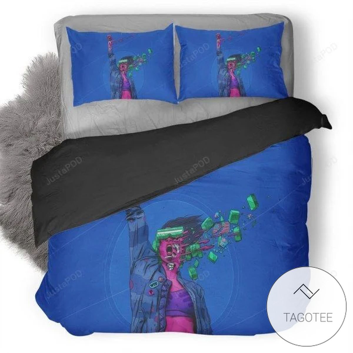Cyberpunk Digital Dark Blue Duvet Cover Bedding Set Cyberpunk Digital Dark Blue Duvet Cover Bedding Set