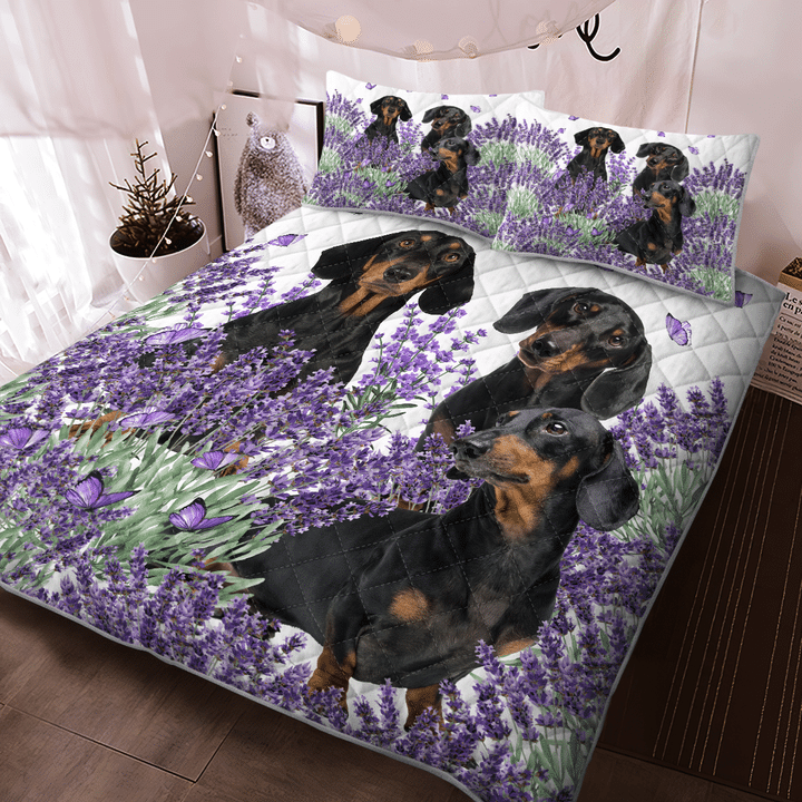 Dachshund-Lavender-Quilt-Bedding-Set-1