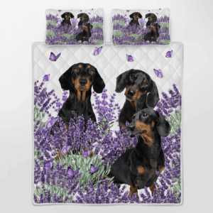 Dachshund Lavender Quilt Bedding Set