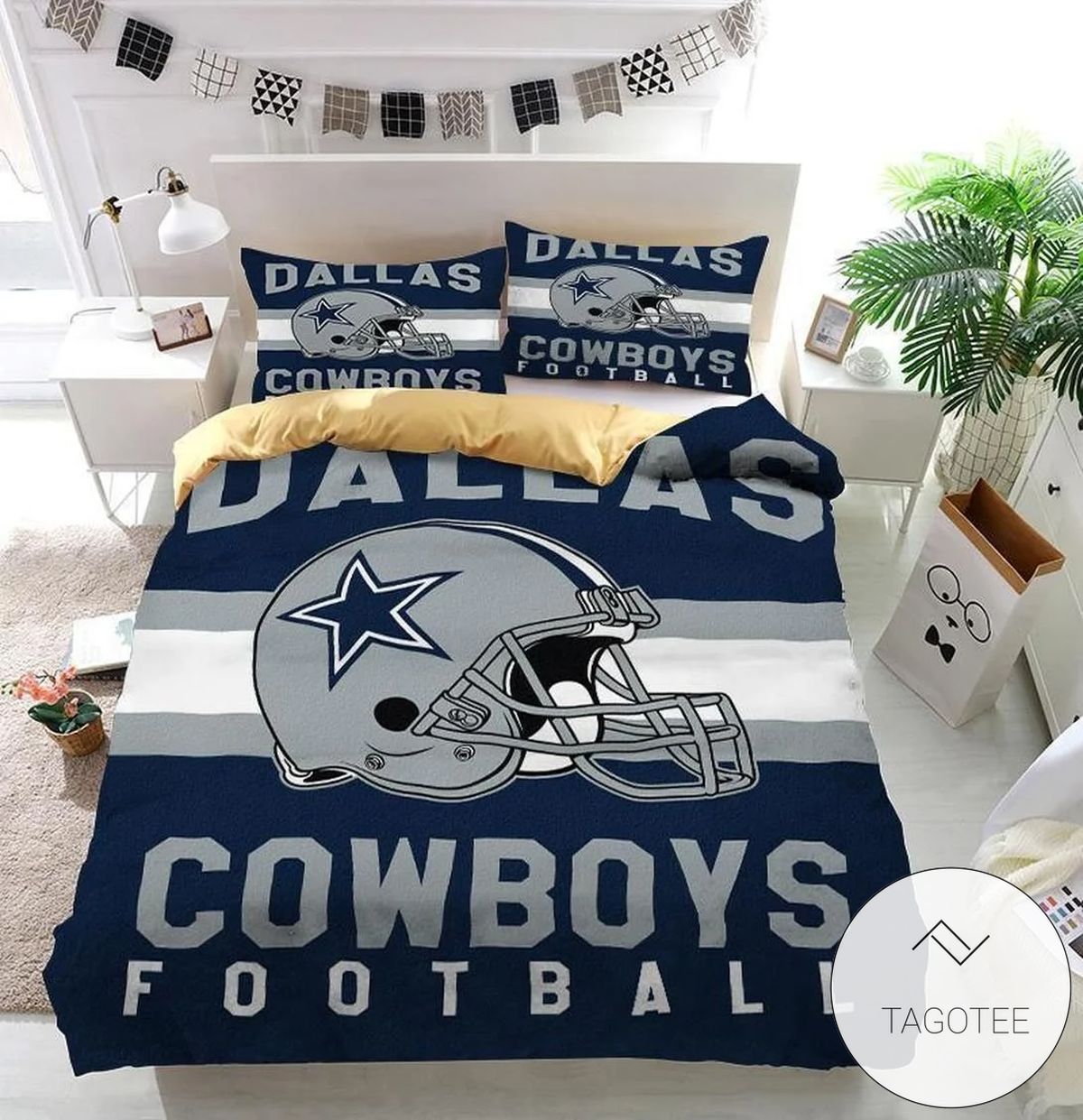 Dallas Cowboys Football Logo Helmet Bedding Set (Duvet Cover & Pillow Cases)- Dallas Cowboys Football Logo Helmet Bedding Set (Duvet Cover & Pillow Cases)-