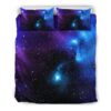 Dark Purple Blue Galaxy Space Print Duvet Cover and Pillowcase Set Bedding Set