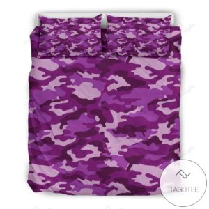 Dark Purple Camouflage Bedding Set (Duvet Cover & Pillow Cases)