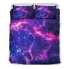 Dark Purple Universe Galaxy Space Print Duvet Cover and Pillowcase Set Bedding Set
