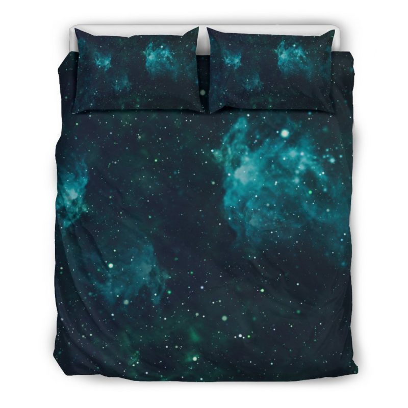 Dark Teal Galaxy Space Print Duvet Cover and Pillowcase Set Bedding Set Dark Teal Galaxy Space Print Duvet Cover and Pillowcase Set Bedding Set