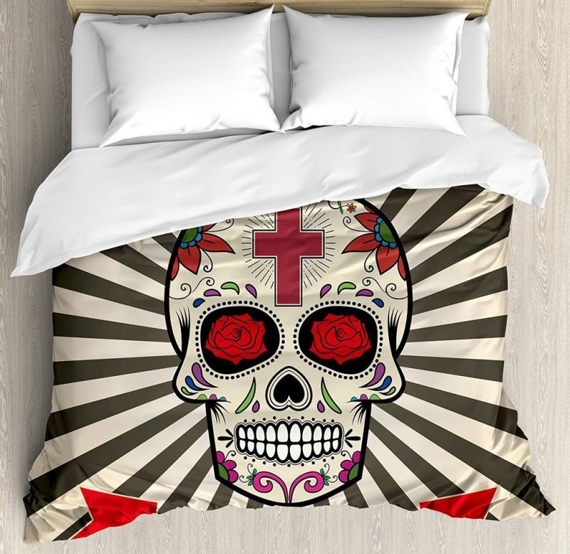 Day Of The Dead Floral Sunburst Duvet Cover and Pillowcase Set Bedding Set Day Of The Dead Floral Sunburst Duvet Cover and Pillowcase Set Bedding Set