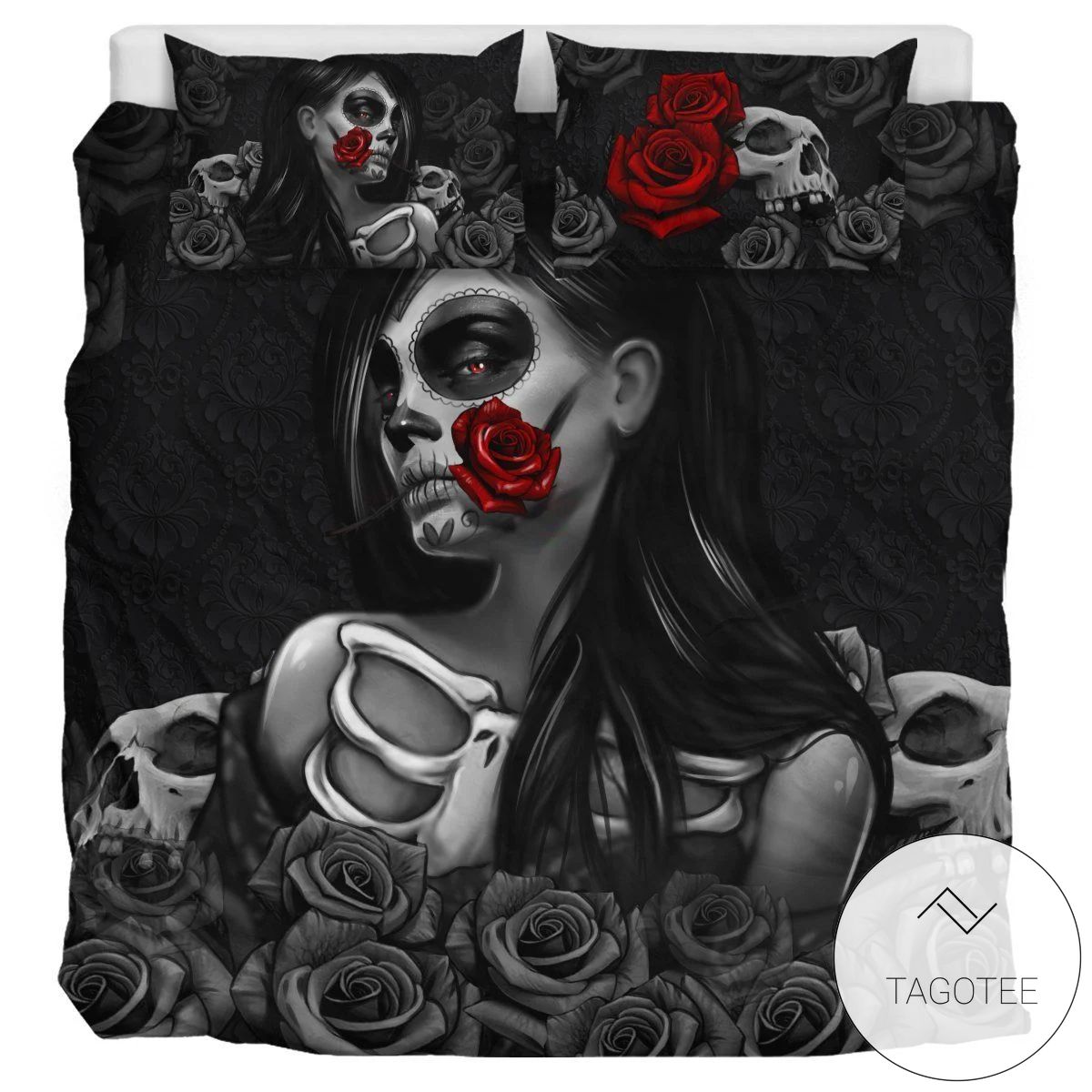 Day Of The Dead Roses Bedding Set Day Of The Dead Roses Bedding Set